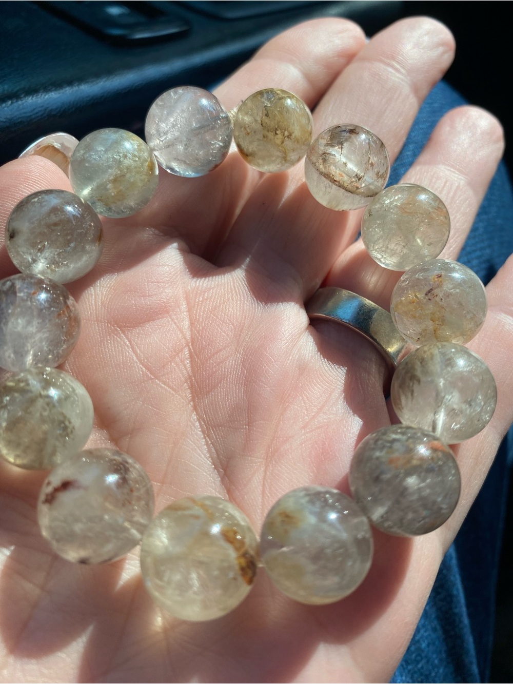 Natural Garden Quartz Bead Bracelet - Yellow-Tan Tones - Picture 2 of 7